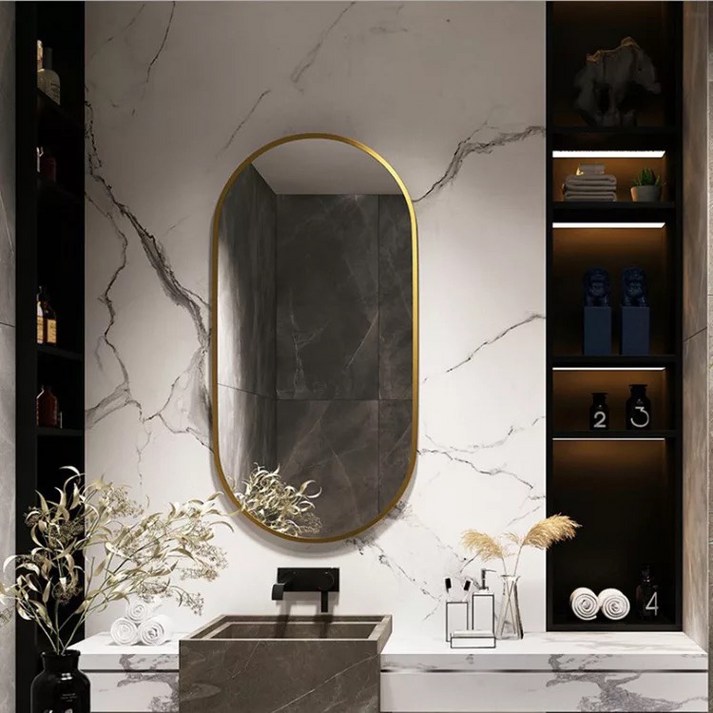 타원형 골드 화이트 블랙 거울 화장대 욕실 카페 매장 인테리어 거울 500X800, 무광 화이트 20240120