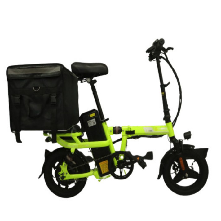 GDS 접이식 배달용 전기자전거 성인용 2인용 전동자전거 스로틀 PAS 400W, 블랙 20230108