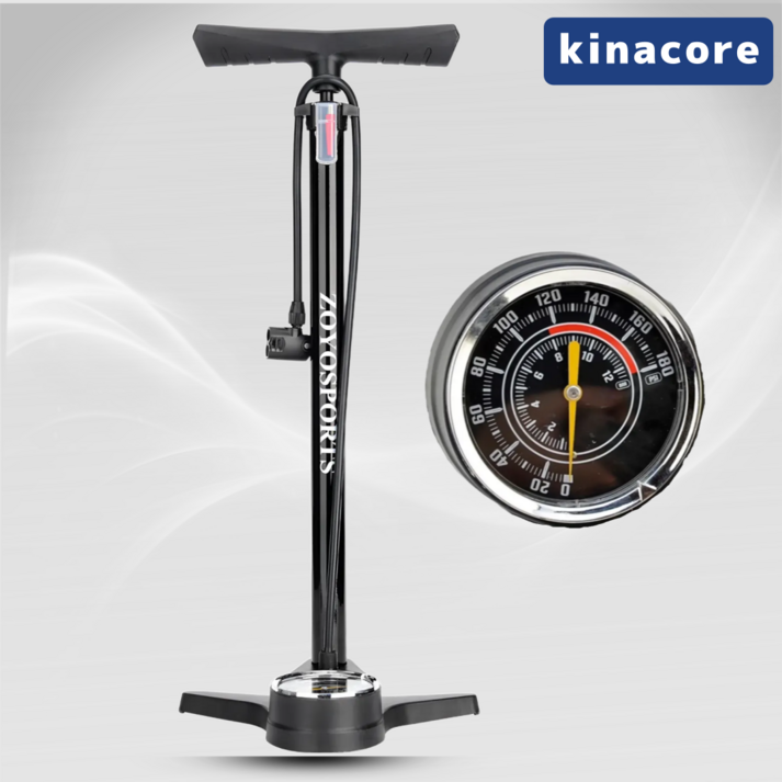 키나코어 고압력 스탠딩 게이지 에어펌프, 블랙, 1개