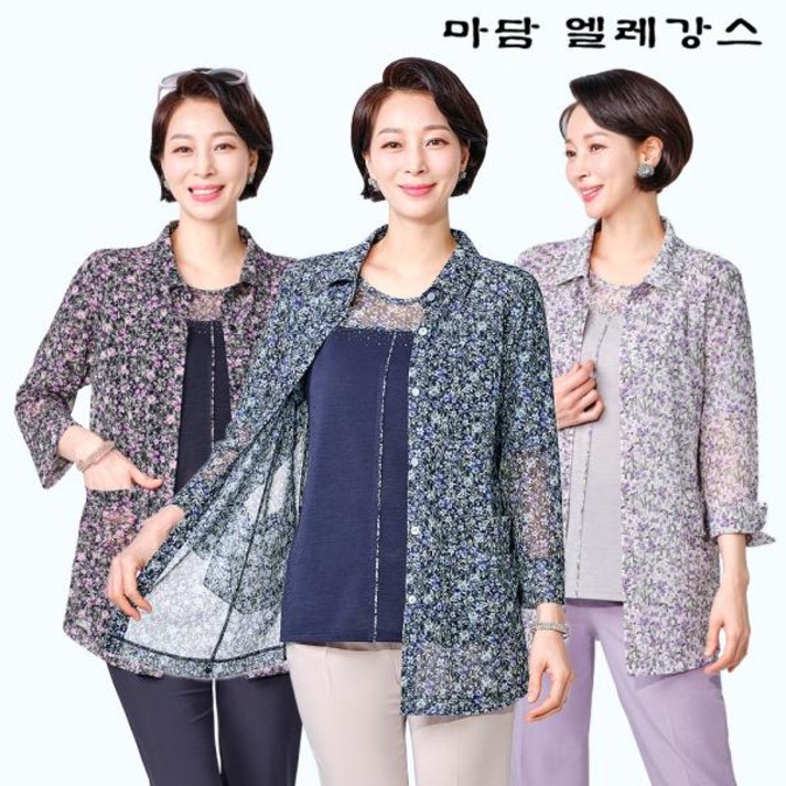 마담엘레강스 [마담엘레강스] 클라세 메시 재킷+블라우스 앙상블세트 (총 2종)