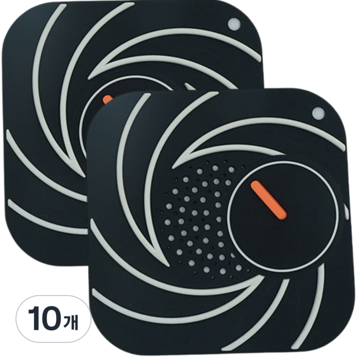 브로킥 뚜껑형 냄새차단 배수구 덮개, 검정색, 10개