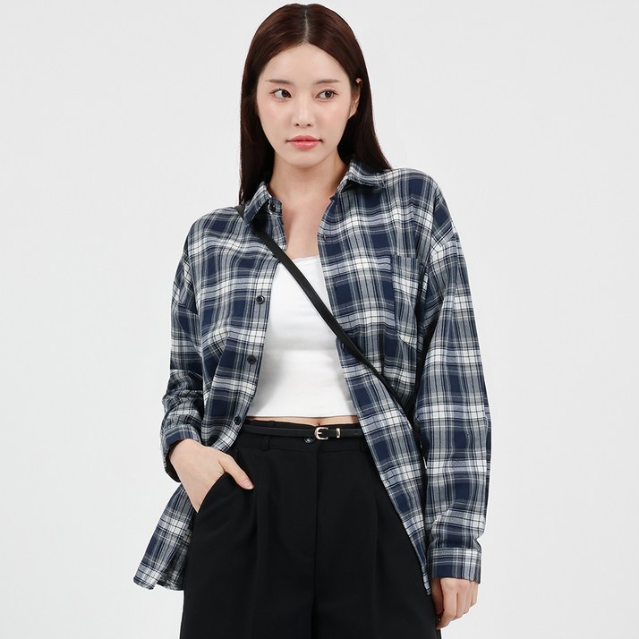 엘쏘 여성용 큐트 체크 자켓 셔츠