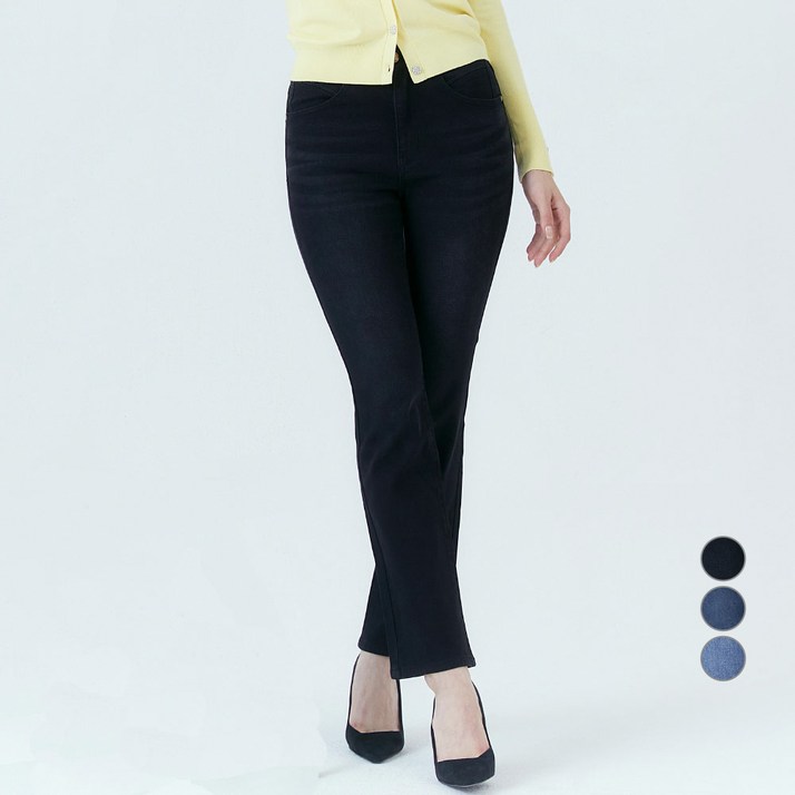 뱅뱅 여성용 세미 플레어핏 스판 데님 긴바지