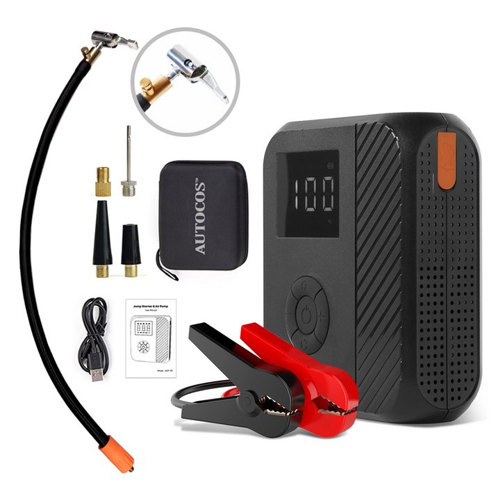 오토코스 50cm 배출버튼 내장 점프스타터 앤 공기주입기 12V, 1개, 14800mAh