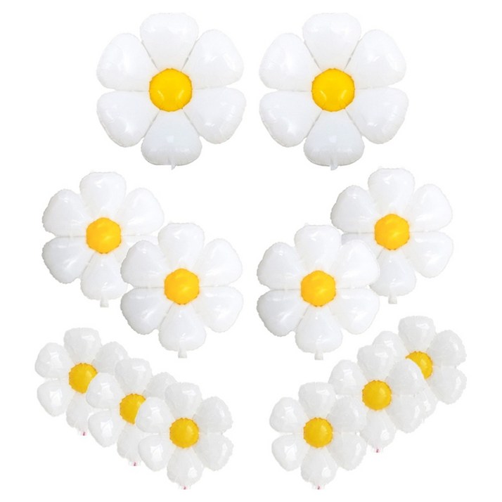 코히모 데이지 꽃 파티 풍선 대형 2p + 중형 4p + 소형 6p 세트, 1세트, 혼합색상