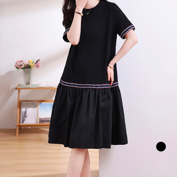 아뗄릭 루즈핏 라운드넥 쁘띠 라인 원피스 14087 빅사이즈 포함