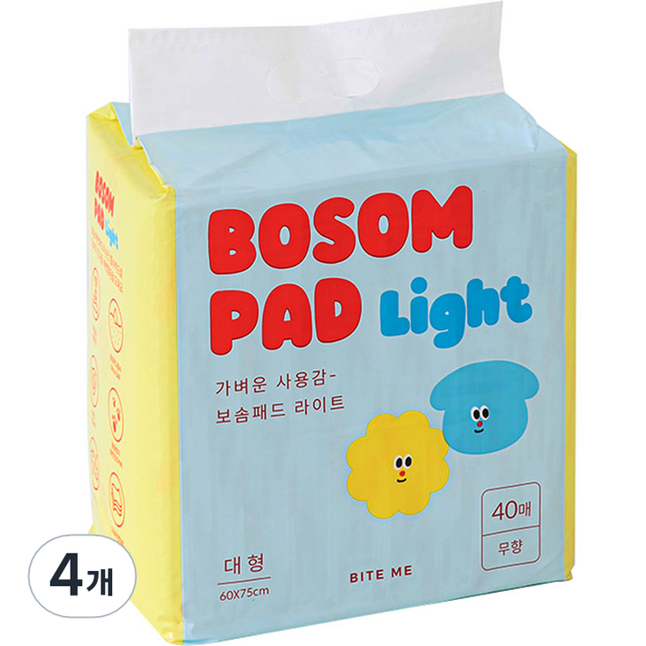 바잇미 보솜 라이트 배변패드 대형 무향, 40개입, 4개