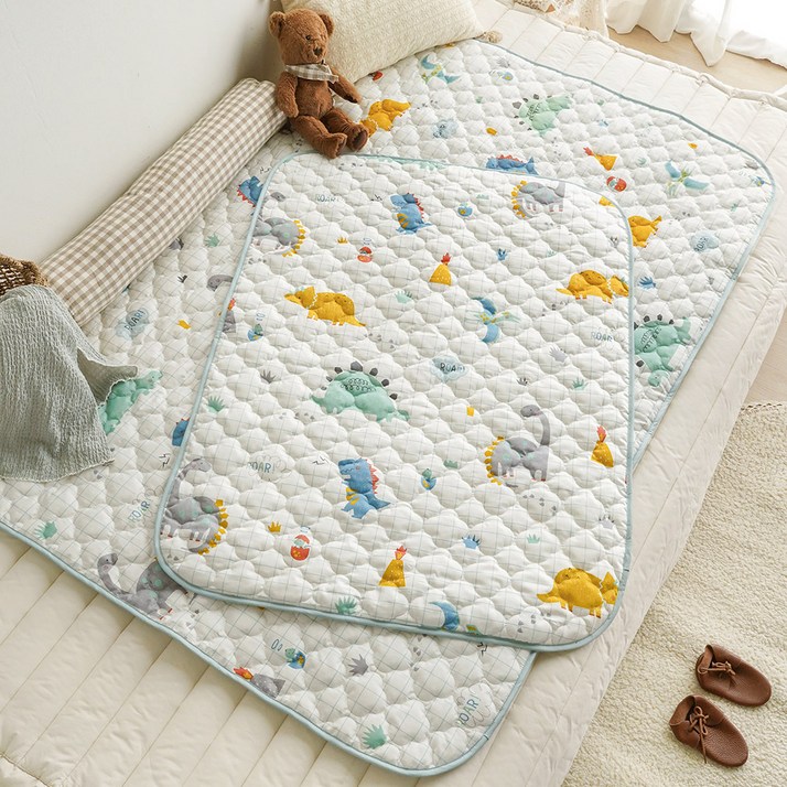 쁘리엘르 유아용 다이노 면 누비 방수 패드