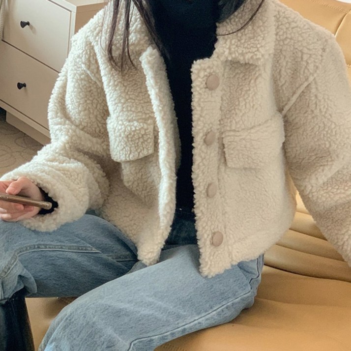 슈가펀 여성용 다베롭 크롭 뽀글이 자켓 슈가펀 여성용 다베롭 크롭 뽀글이 자켓