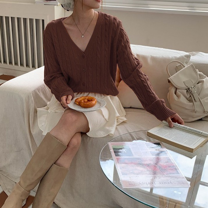 보리맘 꽈베기 V 브이넥 니트 가디건 긴팔 임부복 M587