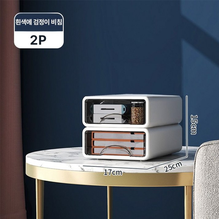 SEVOREN 책상 정리함 2P 다용도 탈부착 조립 서랍장 투명 데스크 소품 사무실 책상정리 모듈러 탁상용 수납함