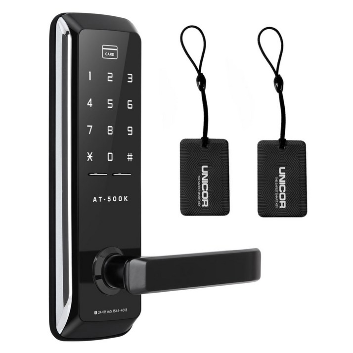 고객직접설치 유니코 무타공 도어락  AT-500K 미니주키 도어락 현관문 번호키 디지털도어락