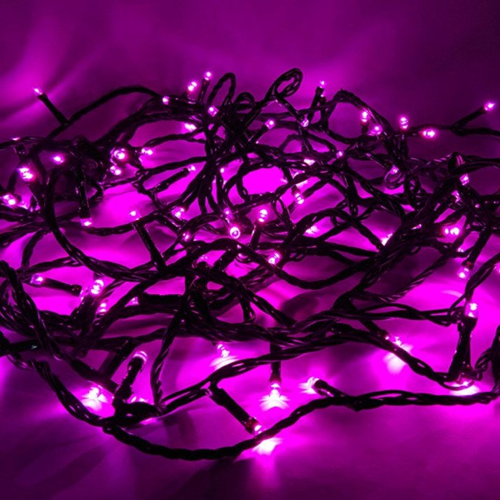 크리스마스트리핑크 선세이브 LED 은하수 100구 검정선+정류기 세트 (크리스마스 트리전구), 핑크색