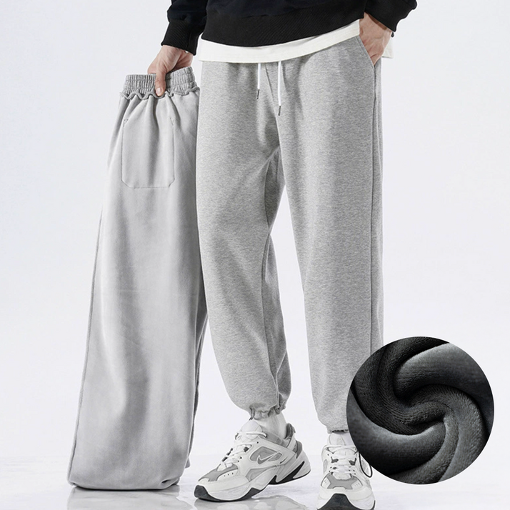 보보니 남성용 겨울 융털 스판 밴딩 기모 조거 팬츠