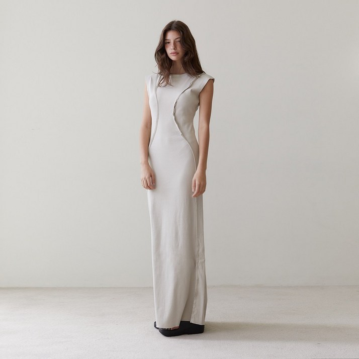 RVIS cutting maxi dresses beige