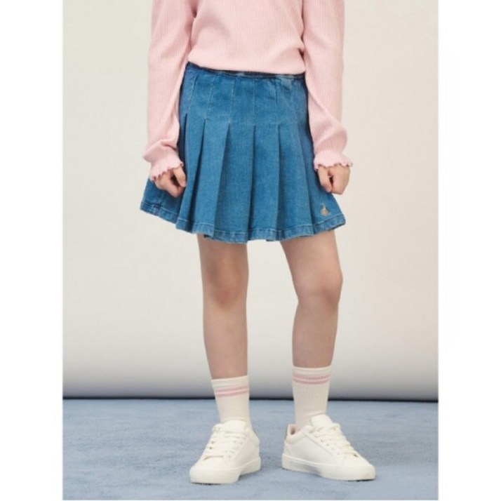 [빈폴키즈] [25FW 시즌오프 30%] [RBP_DENIM] ?플리츠 데님 치마 바지 네이비 (BI5827G02R)