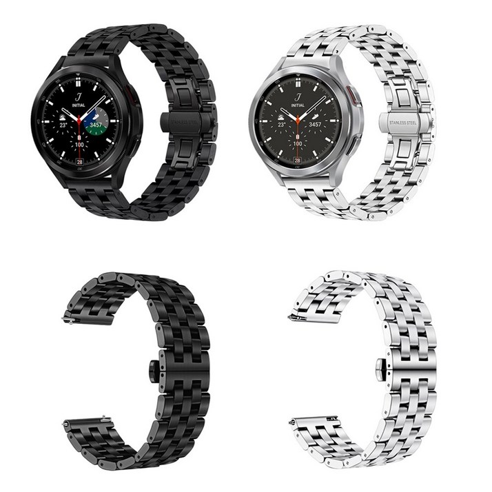 삼성 갤럭시 워치 3 41mm45mm 호환 고급 신형 클래식 메탈 시계줄 스트랩 밴드 줄질 SMR840  R850, 블랙