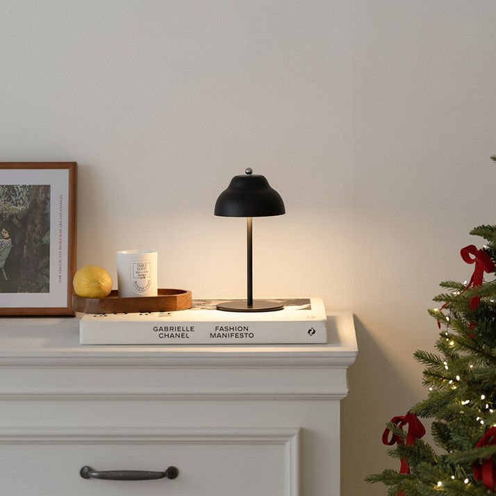 미니엔 마롱 LED 무선 테이블 램프 인테리어 조명 무드등 수면등 취침등, 모던 블랙