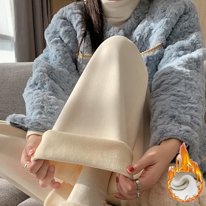 큐엔유 여성 겨울 보들보들 와이드핏 밴딩 팬츠 숏롱 선택 기모바지