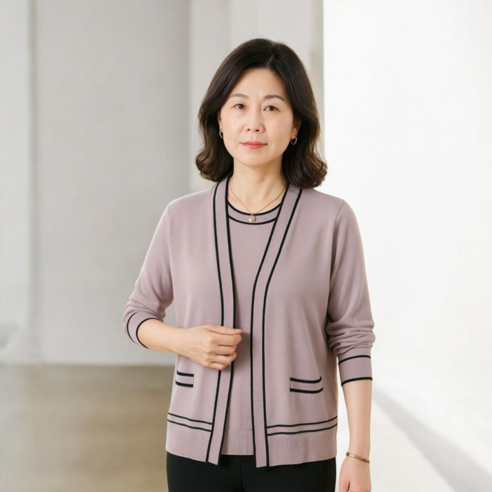 중년 엄마 여성 봄 가을 로즈마리 가디건 세트