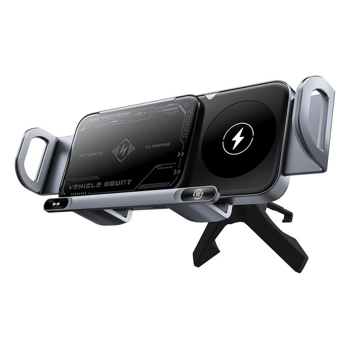 15W 초고속 충전 접이식스크린 차량용 스마트 거치대  자동 회전 +1초 초강력 고정  다양한 모델에 적용 가능