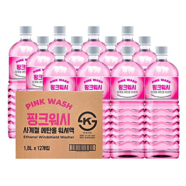 핑크워시 사계절 에탄올 워셔액 1.8L x 12ea 복숭아향 핑크워시 사계절 에탄올 워셔액 1.8L x 12ea 복숭아향