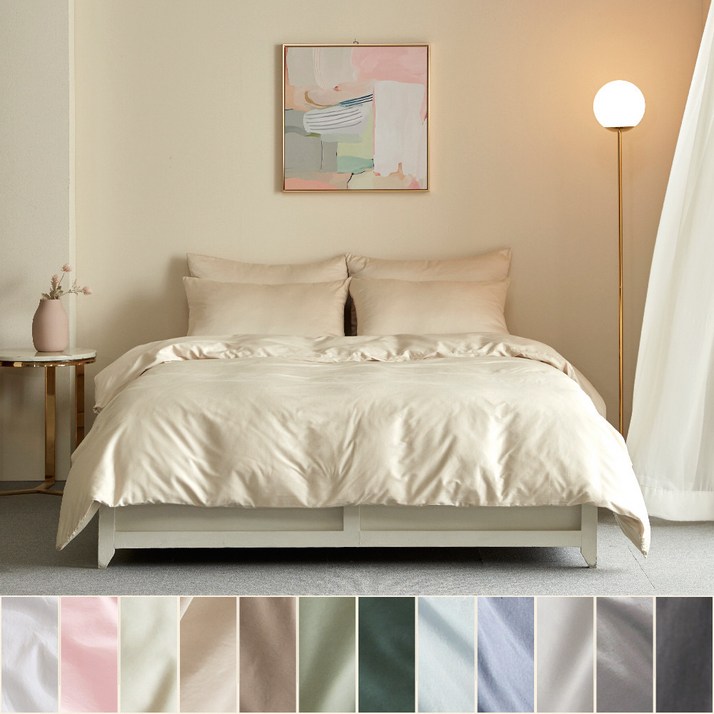 바운티풀 특급호텔침구 60수 사틴면 100 300T 이불커버 솔리드 SSQK12컬러, 화이트