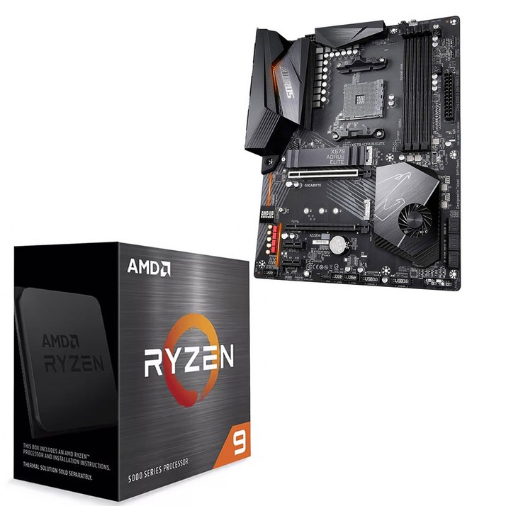 GIGABYTE X570 AORUS ELITE 메인보드+Ryzen 9 5900X CPU 번들, X570+5900X 번들