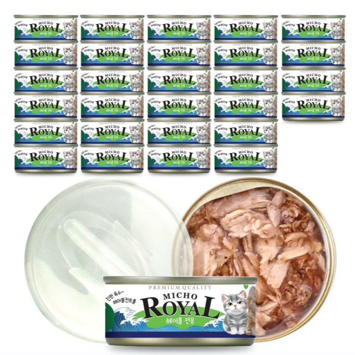 프리미엄 로얄 미쵸 캔85g x 30개입 7종 고양이 캔 간식, 85g, 30개, 미쵸 헤어볼