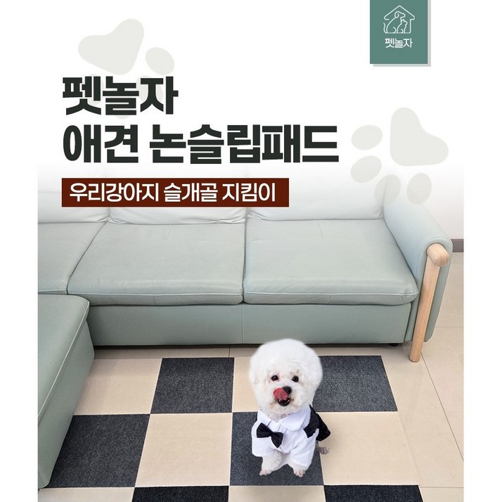 펫놀자 반려동물 미끄럼방지매트, 30 x 30 cm, 10개입 강아지 논슬립패드 애견매트 바닥매트, 10개, 아이보리