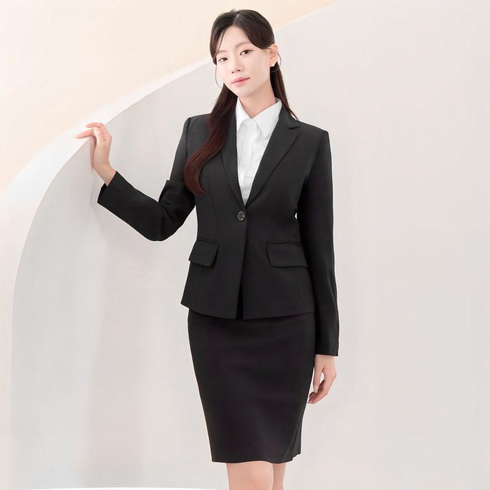 여자 면접 치마 정장 셋트 투피스 셋업 빅사이즈 검정색 가성비세트