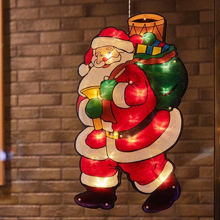 콜리의잡화점 창문에 붙이는 크리스마스 조명, 선물든 산타