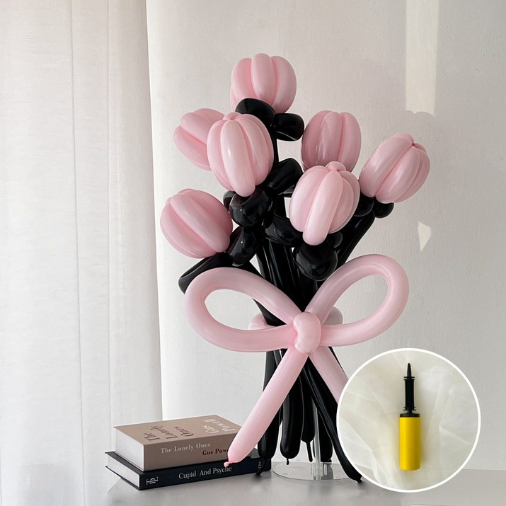 하피블리 꽃풍선 튤립 꽃다발 DIY 요술 풍선 이벤트 파티 용품 세트, 1개, 블랙핑크 하피블리 꽃풍선 튤립 꽃다발 DIY 요술 풍선 이벤트 파티 용품 세트, 1개, 블랙핑크