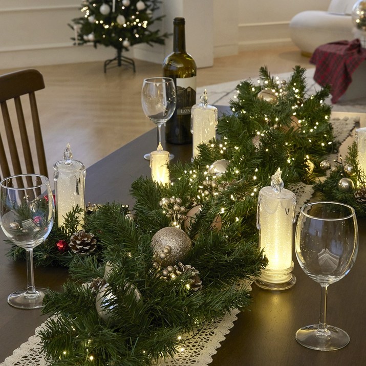 LED 크리스마스 홈파티 테이블 장식 인테리어 가랜드 벽장식 소품, 단일색상 6840790026