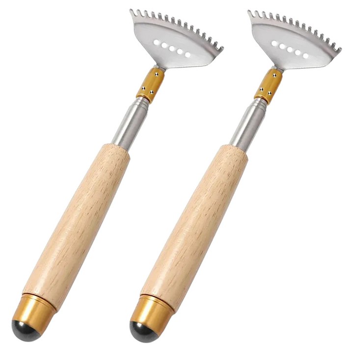 원목 자석 롤러볼 손잡이 스텐 안테나 5단 효자손 G타입, 단일색상, 2개