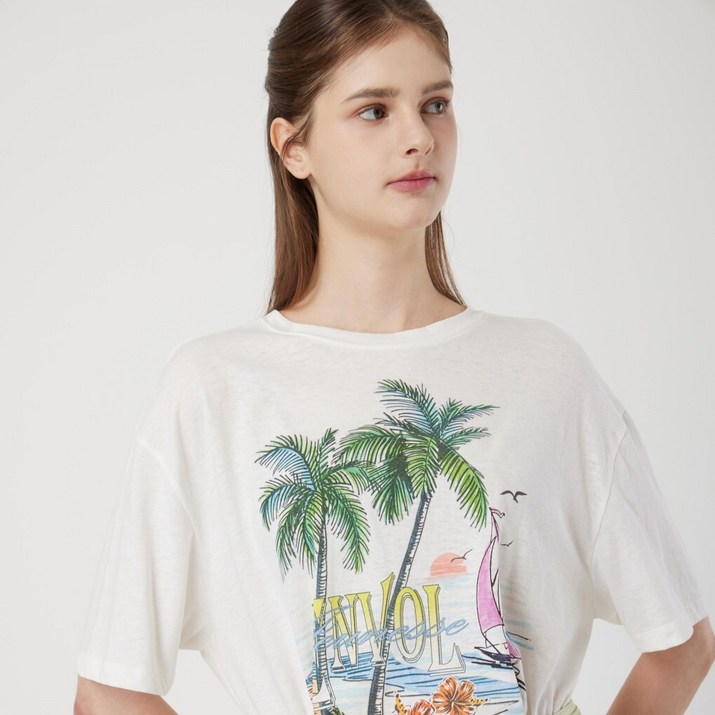 AK플라자 씨씨콜렉트 하와이안 프린트 티셔츠C252PSM059