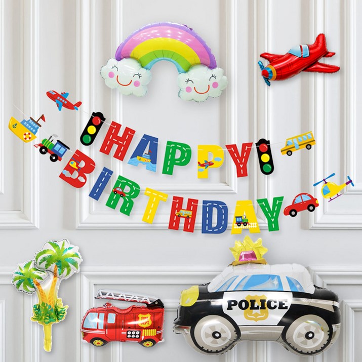 브로키 자동차 풍선세트 생일장식 파티풍선 가랜드 파티용품, 04대형 덤프트럭, 1세트