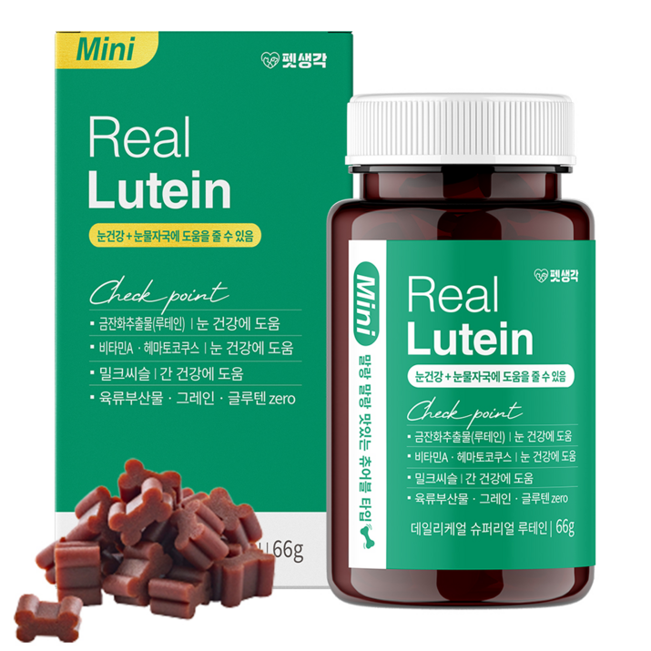 강아지 눈건강 눈물자국 눈영양제 펫생각 데일리케어 리얼 루테인 미니 애견영양제 츄어블 간식 눈노화 시력저하 예방, 3개