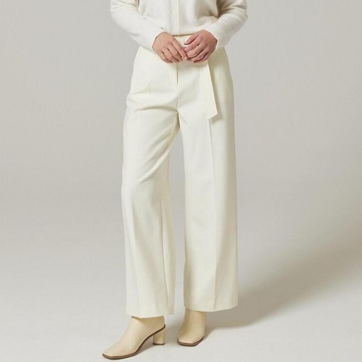 나이스클랍 여성용 세미 와이드 벨티드 팬츠 N234MWPA10