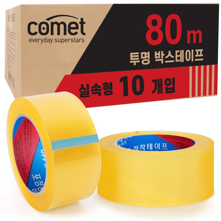 코멧 투명 박스테이프 80M 48mm, 10개 코멧 투명 박스테이프 80M 48mm, 10개