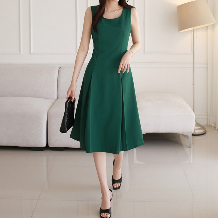 퀸이즈 여성용 H라인 민소매 원피스