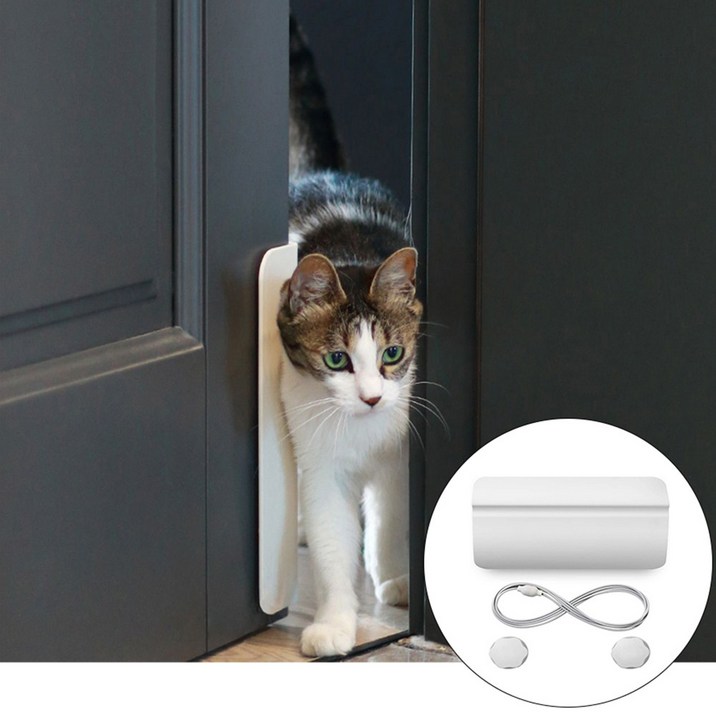 강아지 고양이 방문펫도어 반려동물 자동출입문 안전문, 화이트, 1개