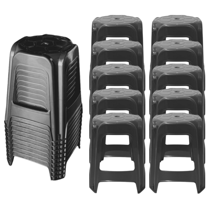 [나코] 프라스틱의자 플라스틱간이의자 파라솔의자 야외플라스틱의자 편의점플라스틱의자 원형의자, 10개, 코지블랙