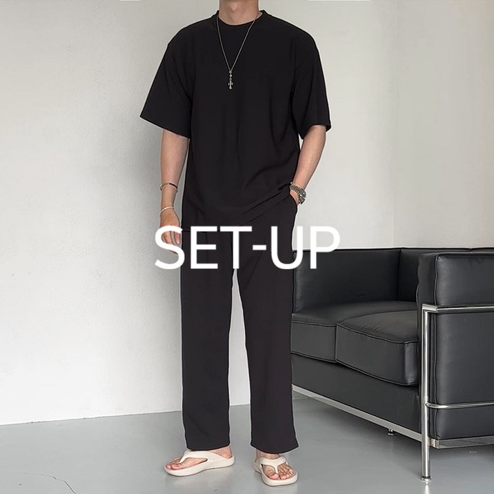 치트키 버블리 링클프리 스판 반팔티  스판 팬츠 셋업