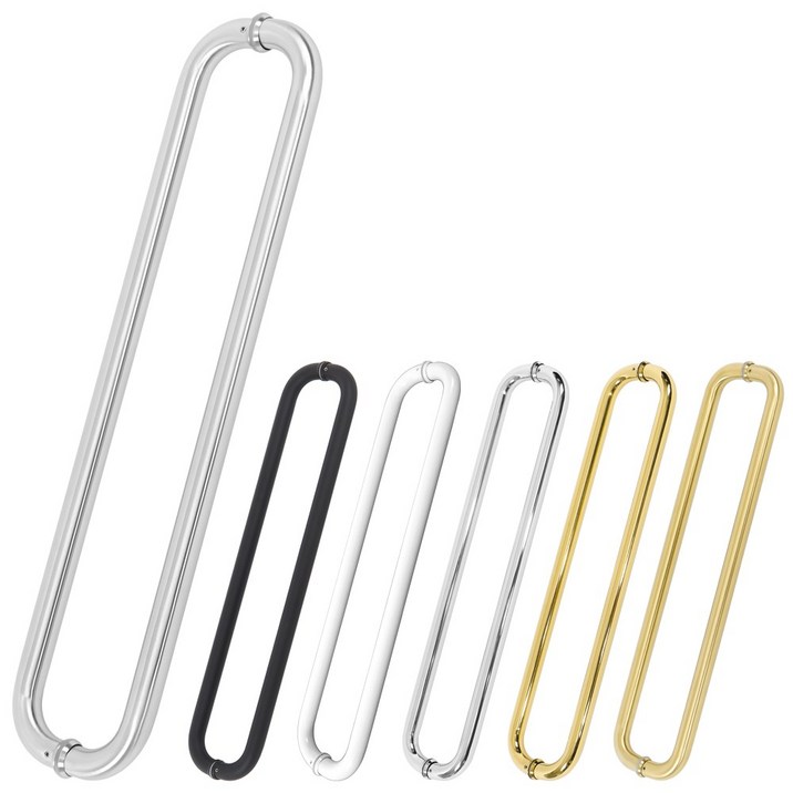 철물이네 강화도어 손잡이 600mm 마주 25파이 원형 유리문, 실버 무광