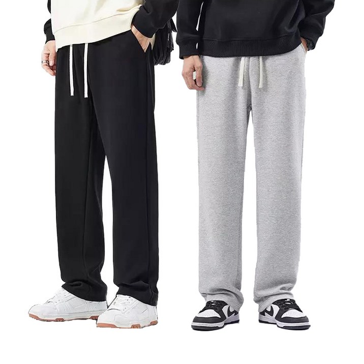 2장세트 남자 기모 트레이닝바지 가을 겨울 츄리닝바지 스트레이트 일자 팬츠 남녀공용 Tanlz-609