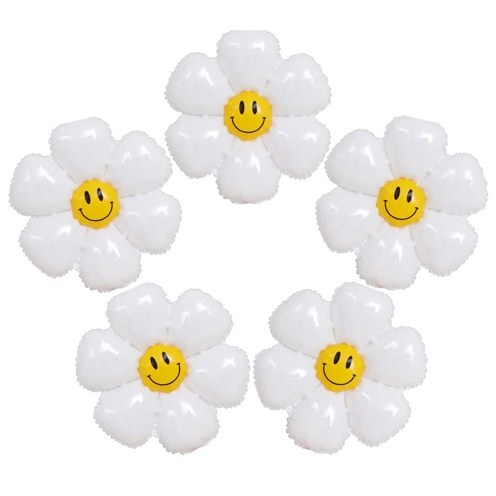 데이지풍선 꽃풍선 특대형(110cm), 대형(72cm), 중형(45cm) 풍선 장식 파티용품세트 [에브리띵스마일]1095, 5개, 데이지 특대형