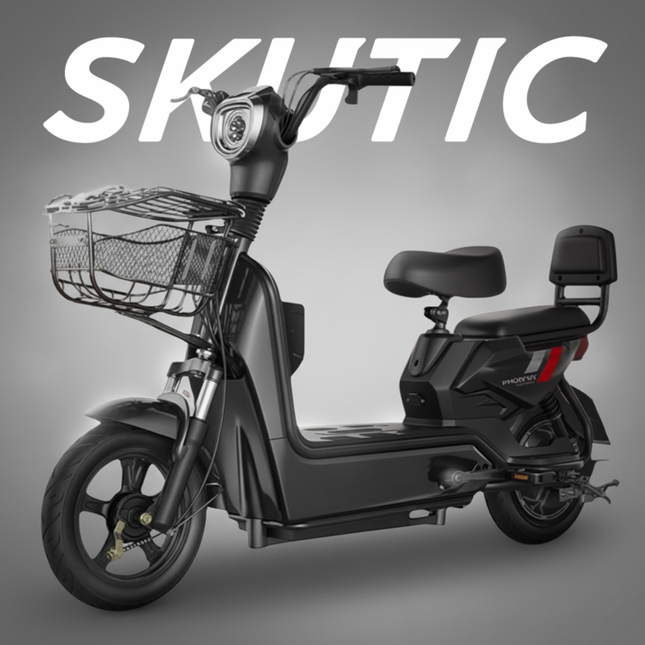 스쿠틱 고출력 전동스쿠터 전기오토바이 자토바이 바이크 출퇴근용 통학용, 1개, 블랙 10AH