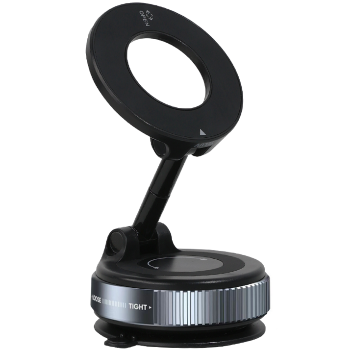 텔럽 맥세이프 360도 회전 접이식 진공 흡착식 차량용 거치대 전차종, 블랙, 1개