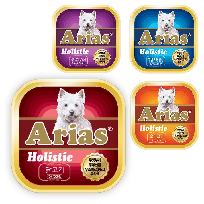 아리아스 홀리스틱 애견 사각캔 4종 3box (48개)